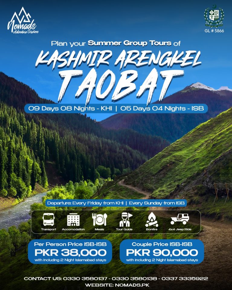 Kashmir Arangkel Taobat – KHI 9 Days 8 Nights – ISB 5 Days 4 Nights